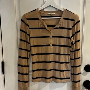 Z Supply Striped Long Sleeve Henley Top